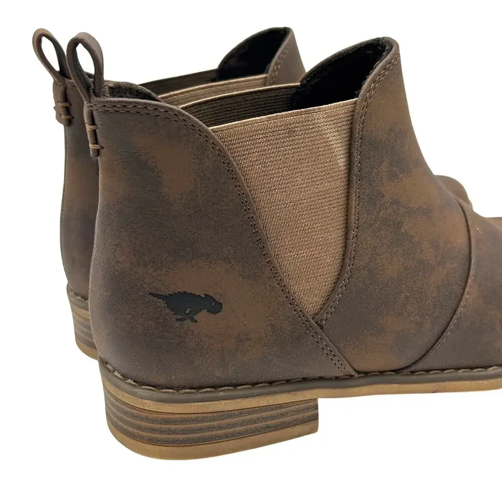 Rocket Dog Maylon Brown Faux Leather Chelsea Ankle Boots 8.5 EU 39 Pull On Fall